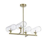 Modern 4-Light Gold Chandelier - Stylish Transparent Glass Shade Ceiling Pendant for Kitchen Island, Bedroom, Hallway, Bar & Living Room Lighting
