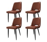 Modern 4-Piece Dining Chair Set Black Metal Legs Hollow Back Design Stylish and Versatile for Living Room and Bedroom Decor