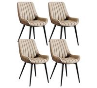 Modern 4 Piece Dining Chair Set for Kitchen & Living Room Soft Faux Leather Cover Cushioned Seat Sturdy Metal Legs Stylish Beige Finish Perfect for Home Decor
