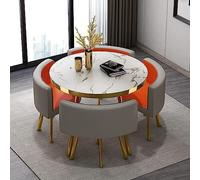 Modern 4-Piece Dining Set for Office Reception or Club - Space-Saving Round Table & Chairs Contemporary Furniture Combo for Stylish Interiors A16