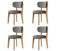Modern 4-Piece Dining Set - Stylish Wooden Table & Classic Cotton-Linen Upholstered Chairs with Removable Covers - Dark Gray & Wood Finish for Kitchen & Dining Room Decor