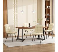 Modern 4-Piece Dining Set with Marble Effect Rectangular MDF Table and Velvet Chairs Space-Saving Kitchen Table for Dining Room or Living Room Stylish Metal Legs