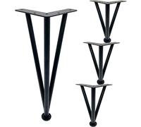 Modern 4 Piece Metal Furniture Legs Set Adjustable Triangular Replacement Feet for Sofa Table Cabinet 28cm 11in with Base Plate Protector Black DIY Upgrade