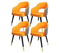 Modern 4 Piece Sofa Set PU Leather Dining Chairs Office & Living Room Seating Stylish Medieval Design Metal Legs ge & Grey Upholstery