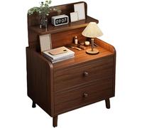 Modern 4-Storey Bedside Table, Wooden Bedside Table with Storage Drawers and Wooden Legs, Bedside Table with Open partitions, Suitable for bedrooms, Living Rooms, and Study Rooms A