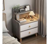 Modern 4-Storey Bedside Table, Wooden Bedside Table with Storage Drawers and Wooden Legs, Bedside Table with Open partitions, Suitable for bedrooms, Living Rooms, and Study Rooms D