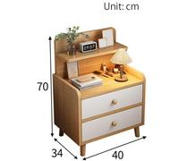 Modern 4-Storey Bedside Table, Wooden Bedside Table with Storage Drawers and Wooden Legs, Bedside Table with Open partitions, Suitable for bedrooms, Living Rooms, and Study Rooms C