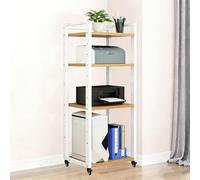 Modern 4-Tier Audio Video Stand with Wheels - Adjustable Shelves Stylish Storage Cabinet for Living Room & Office 60x40x140cm Versatile Media Shelf Unit