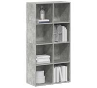 Modern 4-Tier Bookshelf Rustic Grey Bookcase with 8 Open Compartments Versatile Horizontal/Vertical Design for Living Room Bedroom Home Office Stora Solut