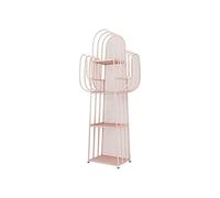 Modern 4 Tier Cactus Bookshelf with Hooks Metal Freestanding Display Storage Organizer for Living Room and Bedroom