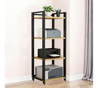 Modern 4-Tier Storage Cabinet with Wheels - Adjustable Shelves for Video Equipment Display & Storage - Stylish Stand for Living Room & Office 60×40×140cm