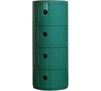 Modern 4-Tier Vertical Side Cabinet with Drawers - Multi-Functional End Table & Storage Cabinet with Sliding Doors (Medieval Green) - Stylish Bedroom & Living Room Furniture