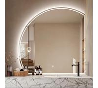 Modern 40" LED Dimmable Half-Circle Bathroom Mirror Touch Sensor Anti-Fog Wall-Mounted Makeup Mirror Frameless Design for Elegant Home Décor