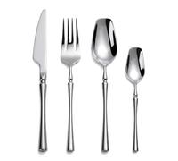 Modern 40-piece Silverware Set for 10, 18/8 Stainless Steel Flatware Cutlery Set with Knives Forks Spoons, Durable Tableware Utensil Set for Home Kitchen Wedding Dining Silver 48 Piece Service for 10