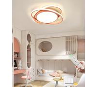 Modern 40W LED Ceiling Light Pink Circular Lamp with Remote Dimmable 3000-6500K Recessed Fixture for Bedroom Hallway Kitchen Ø43cm - Stylish Lighting Solution