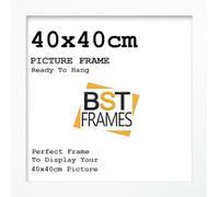 Modern 40x40 cm Picture Frame In Multiple Colours 40x40 cm Frames With Perspex Front & Wall Hanging Hooks - Poster Frames (White)
