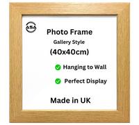Modern 40x40cm Picture Frames - In Multiple Colors & Sizes - 40x40cm Frame With Perspex Front & Wall Hanging Hooks - White Black Oak Poster Frames (Oak)