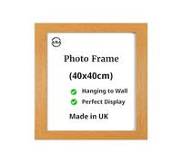 Modern 40x40cm Picture Frames - In Multiple Colors & Sizes - 40x40cm Frame With Perspex Front & Wall Hanging Hooks - White Black Oak Poster Frames (Oak)