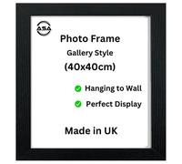 Modern 40x40cm Picture Frames - In Multiple Colors & Sizes - 40x40cm Frame With Perspex Front & Wall Hanging Hooks - White Black Oak Poster Frames (Black)