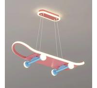 Modern 42W LED Ceiling Light Fixture, Decorative Lighting Chandelier for Children's Room, Pink Metal Chandelier, Creative Skateboard Pendant Lamp, Simple Bedroom Hanging Lights