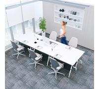 Modern 47.2" Folding Conference Tables with Lockable Wheels Portable Flip Top Seminar Tables for Office & Classroom Set of 6 White Space-Saving Meeting Furniture