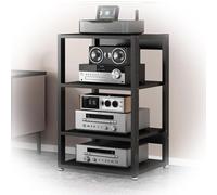 Modern 4Level Audio/Video StandElegant Stereo Component Rack Open Gaming TV Tower Compact Audio Storage for Home/Office (Black 50x40x90 cm)
