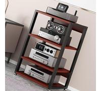 Modern 4Shelf Teak AV RackOpen Audio/Video Stand for Home/Office/GamingSpaceSaving TV & Stereo Component Holder 50X40X90CM