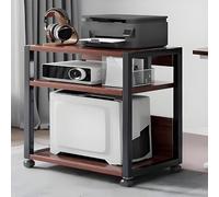 Modern 4Tier Stand with Wheels Open Storage Rack FloorStanding Tower Brown Cabinet for TV Media Electronics (51 x 30 x 73.6) Stylish & Functional