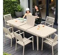 Modern 5/7/9 Piece Aluminum Garden Furniture Set Outdoor Dining Table & Chairs Patio Seating for 6 Adjustable 180230cm Table Stylish Outdoor Decor