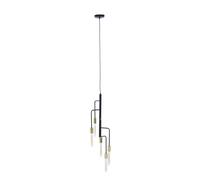 Premier Housewares Ceiling Lights Black Finish gold and black Pendant Light With 5 Tubular Bulbs Antique Ceiling Lighting Contemporary Pendant Hanging