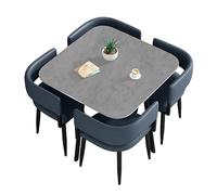 Modern 5-Piece Dining Set for 4 - Space-Saving Square/Round Table & 4 Chairs - Stylish Small Dining Room Furniture for Cozy Family Meals & Kitchen Use