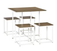 Modern 5-Piece Dining Table Set Metal Frame Square Kitchen Table with 4 Chairs