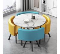 Modern 5 Piece Dining Table Set with Faux Marble Top & 4 PU Leather Chairs Space Saving Design for Small Kitchens & Coffee Areas Stylish Dining Furniture 90x90x75 cm