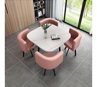 Modern 5-Piece Faux Marble Dining Table Set with 4 Upholstered Chairs - Stylish Kitchen & Conference Table Wooden Base Ideal for & Office Decor