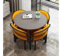 Modern 5-Piece Marble Dining Table Set with Round Table & Soft Back Chairs Stylish Space-Saving Furniture for Small Apartments Perfect for Dining Room & Kitchen