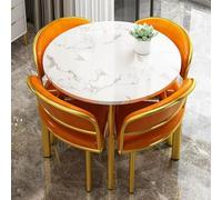 Modern 5-Piece Marble Dining Table Set with Soft Back Chairs Round Space-Saving Furniture for Small Apartments Stylish Dining Room Decor Perfect for 4-5 People