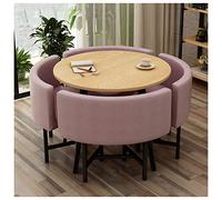 Modern 5-Piece Round Dining Table Set - 80cm Solid Wood Table with 4 Dark Green Chairs t for Office Café Hotel Meeting Room and Dining Spaces