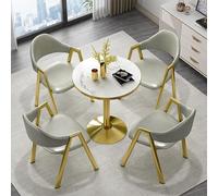 Modern 5-Piece Round Dining Table Set - Marble Top Table & 4 Chairs for Home Kitchen - Stylish Dining Furniture - Perfect for Family Gatherings