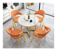 Modern 5-Piece Round Dining Table Set Marble Top Table & 4 Chairs Slish Kitchen Fur for Home 80x75cm/W31.5xH29.5in Perfect for Dining Room