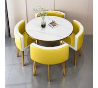 Modern 5-Piece Round Dining Table Set Space-Saving Furniture for Small Apartments & Kitchens Includes Reception Table & Chairs Ideal for Dining Rooms (31" Diameter O1)