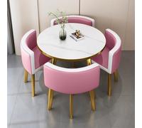 Modern 5-Piece Round Dining Table Set - Space-Saving Furniture for Small Apartments & Kitchens Stylish Reception Table & Chairs Combo 80cm (31inch) U-Shaped Design