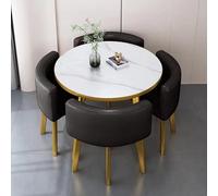Modern 5-Piece Round Dining Table Set Space-Saving Reception Furniture Compact Chairs for Small Apartments Kitchens & Dining Rooms (31" Diameter)