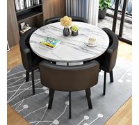 Modern 5-Piece Round Dining Table Set Space-Saving Reception Table & Chairs for Small Apartments Kitchens Dining Rooms - 80cm (31inch) Compact Furniture