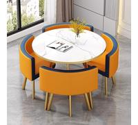 Modern 5-Piece Round Dining Table Set with 4 Chairs, Stylish Kitchen & Living Room Furniture for Leisure & Conferences