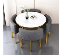 Modern 5-Piece Round Dining Table Set with Chairs Space-Saving Furniture for Small Apartments Kitchens & Dining Rooms Compact Reception Table (80cm/31inch K)