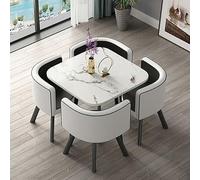 Modern 5-Piece Round/Square Conference Room Table Set with Chairs for 4 - Stylish Dining & Coffee Table for Office Business Meetings and Reception Areas