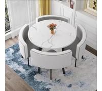 Modern 5-Piece Round/Square Dining Table Set with 4 Chairs Space-Saving Cozy Dining Furniture for Living Room & Bedroom Perfect for Meals W70cm