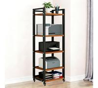 Modern 5-Tier Ste Stand with Wheels - Adjustable Shelving Unit for Office & Living Room Storage Stylish Cabinet for Video Equipment 60x40x140cm Space-Saving Design