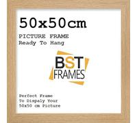 Modern 50x50 cm Picture Frame In Multiple Colours 50x50 cm Frames With Perspex Front & Wall Hanging Hooks - Poster Frames (Oak)