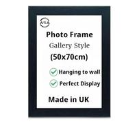 Modern 50x70cm Photo Frame Picture Frames - 50x70cm Frame with Safe Perspex Front & Wall Mounting - Home Decoration Wooden Frame Poster Frames Black White Oak (Black)